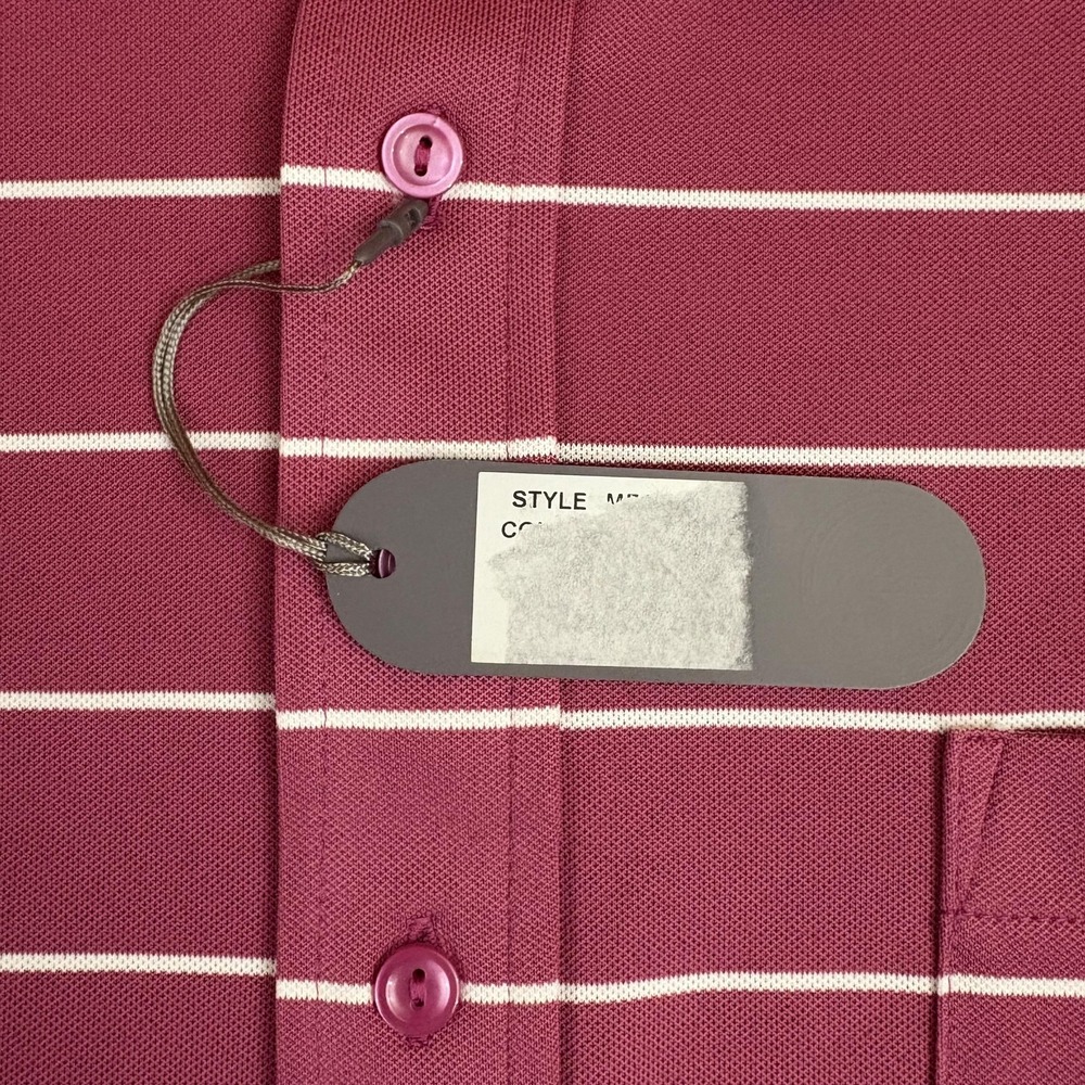 Peter Millar Summer Comfort Polo Shirt Mens XL Pink Striped Golf Pocket - Picture 7 of 13